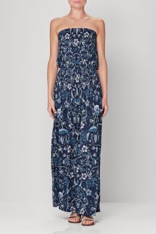 Blue Floral Pull On Maxi Dress